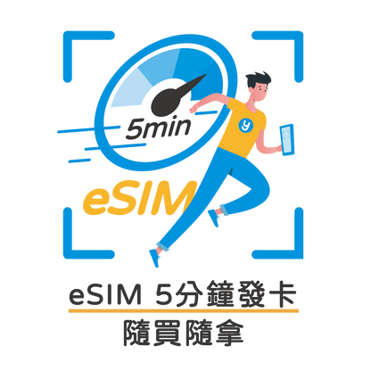 eSIM 5分鐘快速發卡 - 下單後立即收到 QR Code 兌換信件

